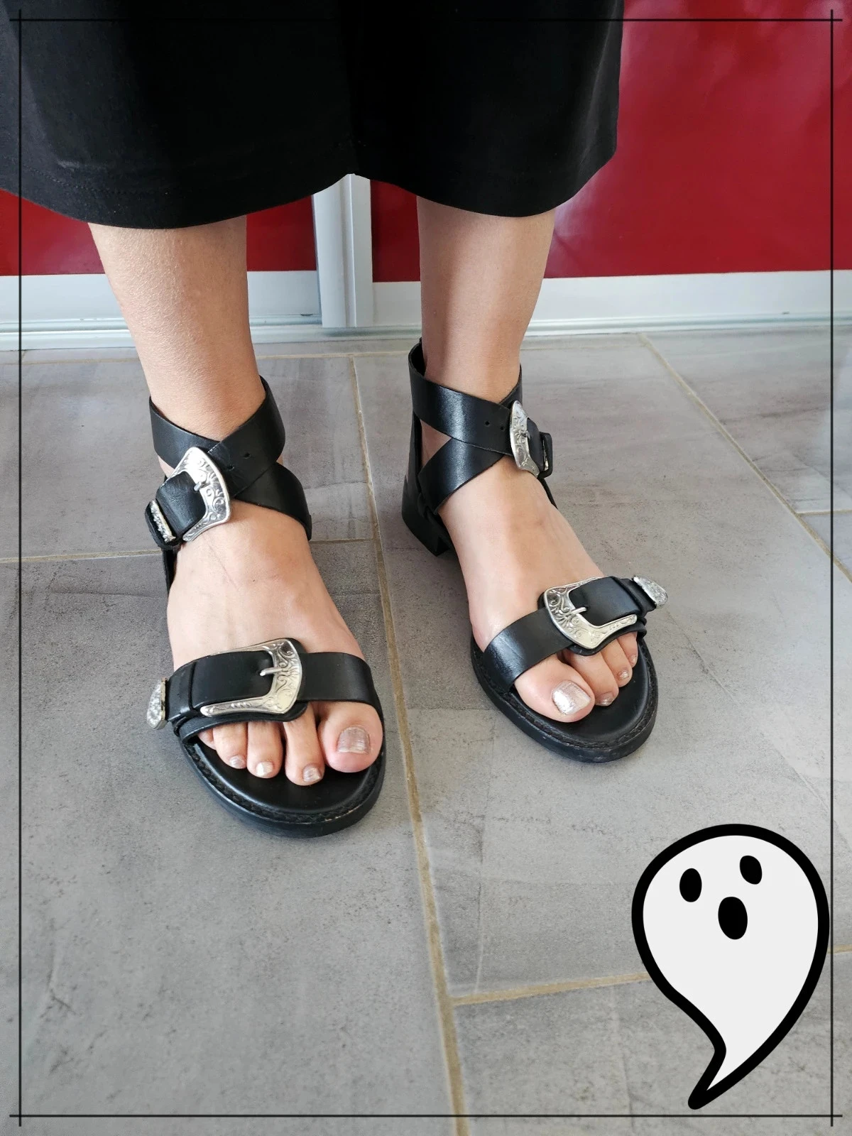Sandales western en cuir Zara noires – T. 38